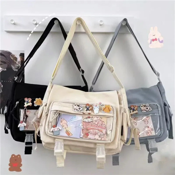 Color: Beige - Japanese Style Kawaii Itabag for Dolls Large Handbags New Nylon School Bags for Teen F640-12000042861307605