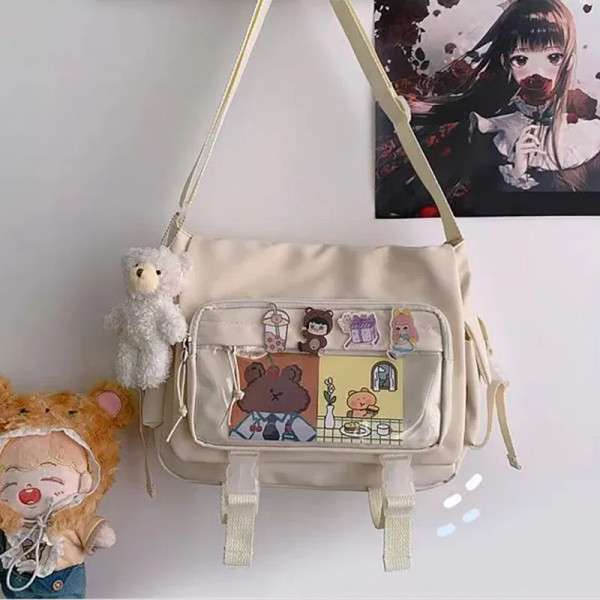 Color: Beige - Japanese Style Kawaii Itabag for Dolls Large Handbags New Nylon School Bags for Teen F640-12000042861307605