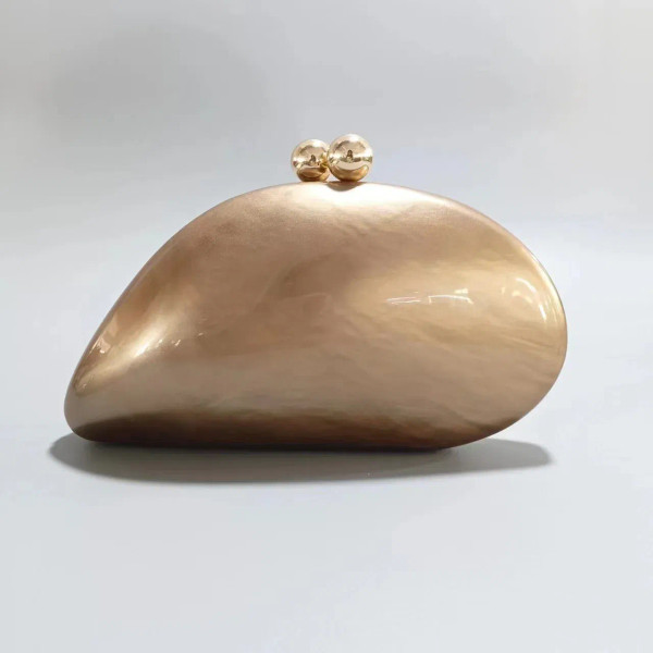 Color: Champagne - 2024 New Hot Sale Acrylic Shell Shape Clutch Bag Women Designer Evening Party Cu F640-12000038660912972