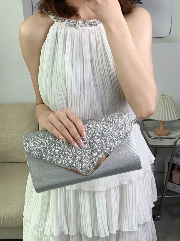 Color: DEEP BLUE - Glitter Bling,Shiny Elegant And Fashionable Envelope Clutch Bag, Party Wedding H F640-12000039128445041