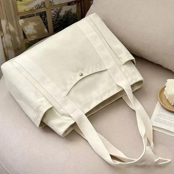 Color: black - Large Capacity Canvas Tote Bags For Work Commuting Carrying Handbag College Style St F640-12000038492662805