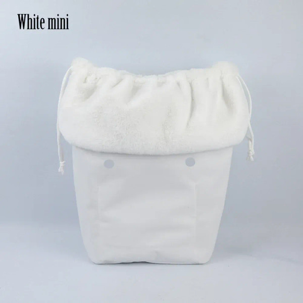 Color: Pink - 2025 Winter O Bag Large Capacity Classic Mini Plush Fur Furry Organizer Top Drawstrin F640-12000039445396133