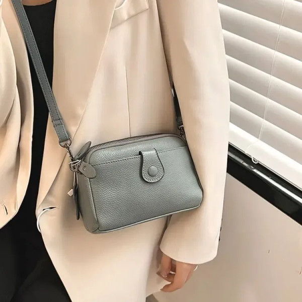Color: SKY BLUE - Women Genuine Leather Shoulder Bag New Casual Female  Small Crossbody Bags For Wo F640-12000035580156560