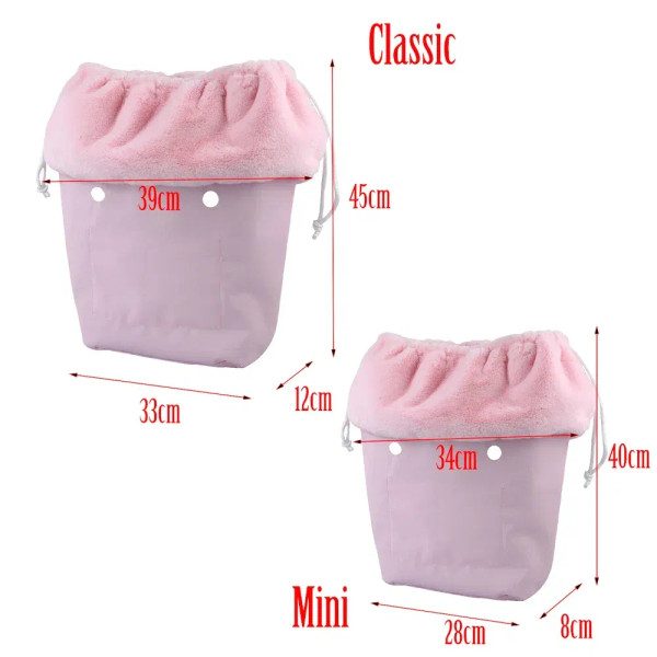 Color: PURPLE - 2025 Winter O Bag Large Capacity Classic Mini Plush Fur Furry Organizer Top Drawstr F640-12000039445396134