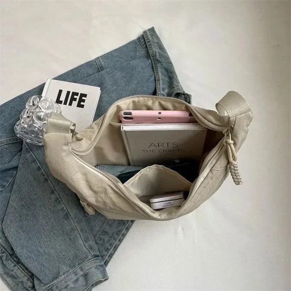 Color: Yellow - Trendy Women's Soft Cloth Shoulder Bag Solid Color Student Casual Style Big Handbag F640-12000048335158144
