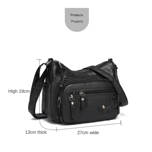 Soft PU Leather Waterproof Shoulder Bag Women Retro Casual Crossbody Bag Multiple Pockets Large Cap F640-3256807177222782