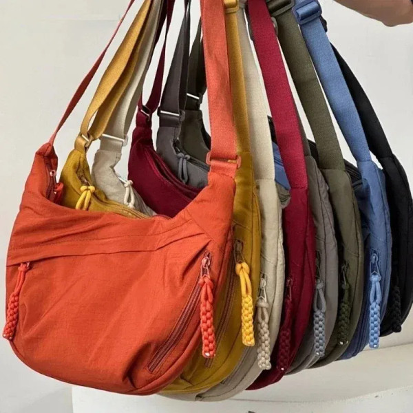 Color: green - Trendy Women's Soft Cloth Shoulder Bag Solid Color Student Casual Style Big Handbags F640-12000048335158140