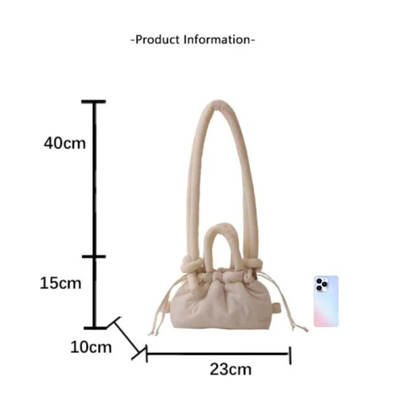 Color: Clear - Fashion Small Puffer Tote Bag Padded Women Shoulder Bags Nylon Down Cotton Crossbody F640-12000041639651994