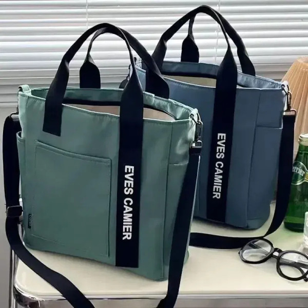 Color: SKY BLUE - New Casual Tote Large Capacity Shoulder Bag Nylon Waterproof Canvas Handbag Simpl F640-12000041450217076