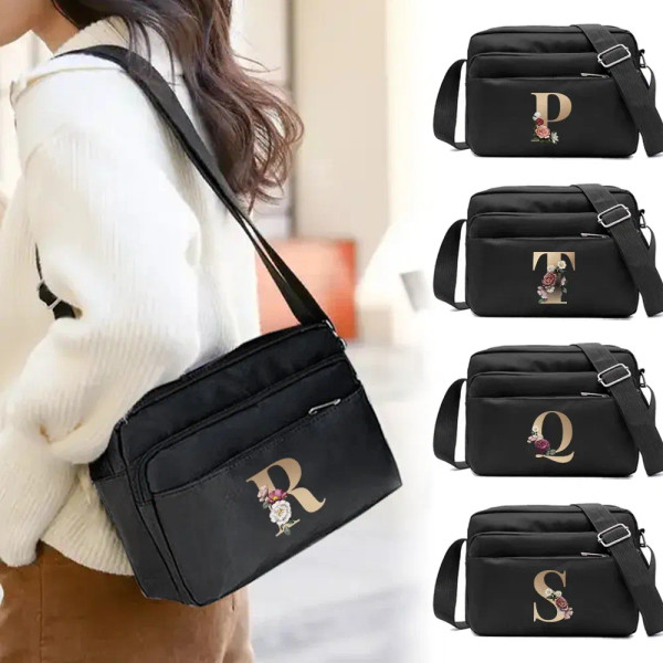 Color: Ivory - New Fashion Multi-layer Travel Leisure Simple Storage Bag Black Gold Letter Series P F640-12000038175142857