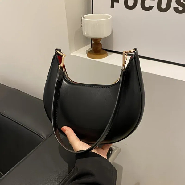 Color: Coffee - New Fashionable High-end Moon-shaped Baseball Bag, Showing Luxury, Women's Single S F640-12000046054571595