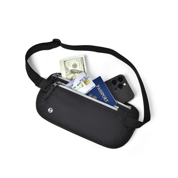 Color: Yellow - Travel Waist Bag Money Belt Slim Passport Holder RFID Blocking Travel Invisible Pou F640-12000044818967166