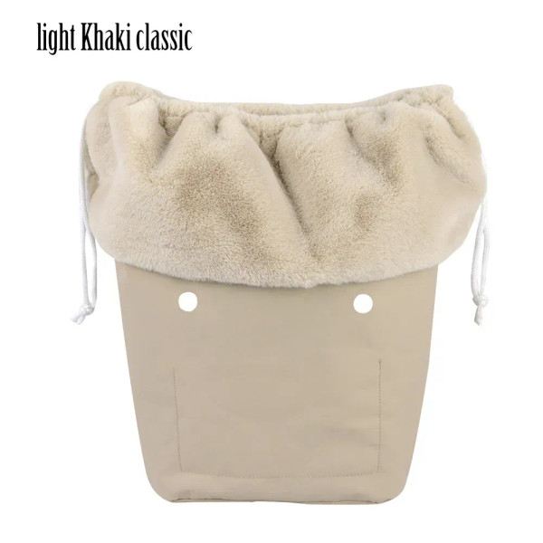 Color: Yellow - 2025 Winter O Bag Large Capacity Classic Mini Plush Fur Furry Organizer Top Drawstr F640-12000039445396139