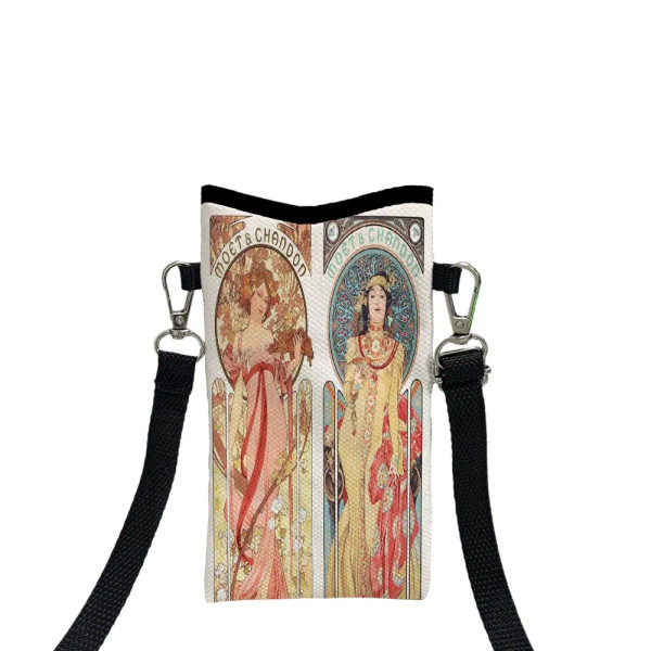 Color: Clear, Size: Extra Large - Alphonse Mucha Crossbody BagPrint Phone Wallet with Adjustable Sh F640-12000049148597734
