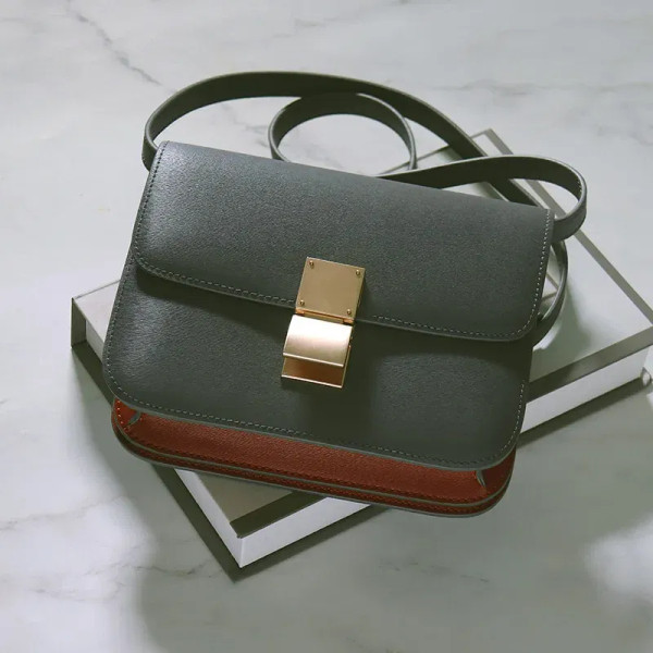 Color: SKY BLUE, Size: M - Factory Genuine Leather Ladies Tofu Bag Luxury Design Handbag Purse Smal F640-12000033444466284