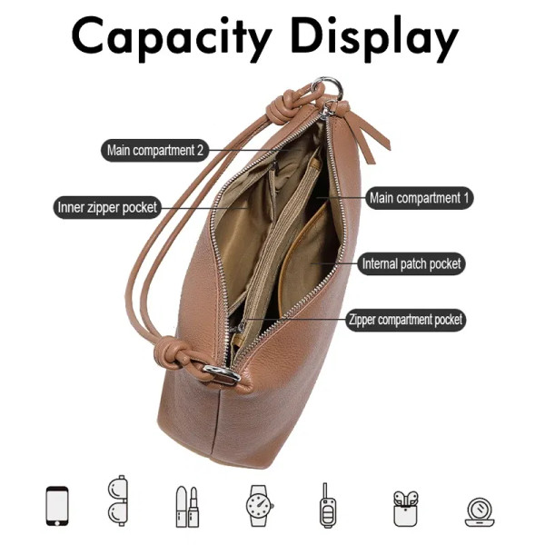 Summer New Women's Solid Color Armpit Tote Handbag Lady Simple Commuting Large Capacity Single Shou F640-3256809327375746