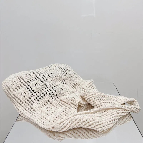 Color: black - Simple Crochet Tote Bags Fashion Hollow Knitted Women's Bags Casual Female Shoulder  F640-12000040556394349