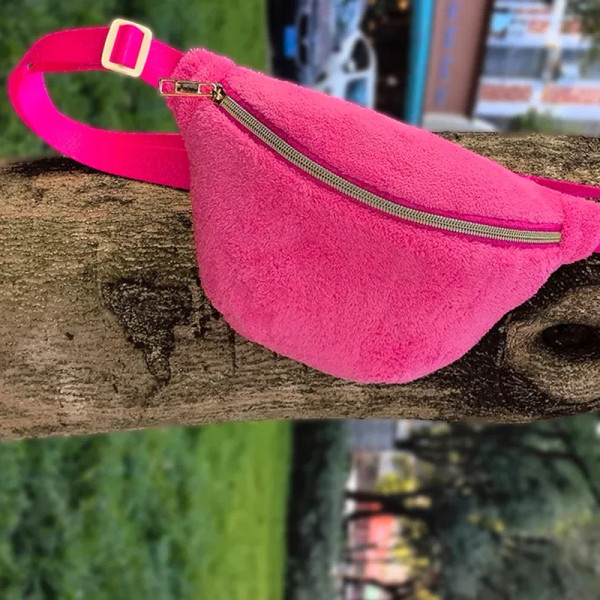 Color: Blue - Plush Colorful Fanny Bag Outdoor Waist Pack Female Banana  for Running Walking Fitnes F640-12000037072182872