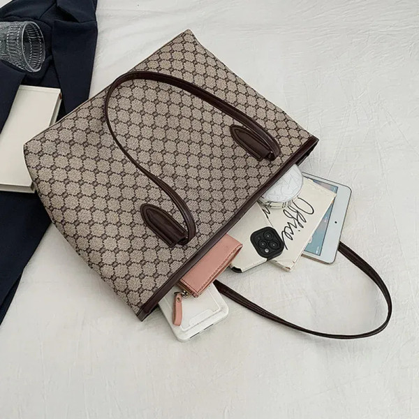 Color: Beige - Fashion Women's Tote Bag Large Capacity Textile Printed Shoulder Bag,Lightweight&Dur F640-12000048168547107