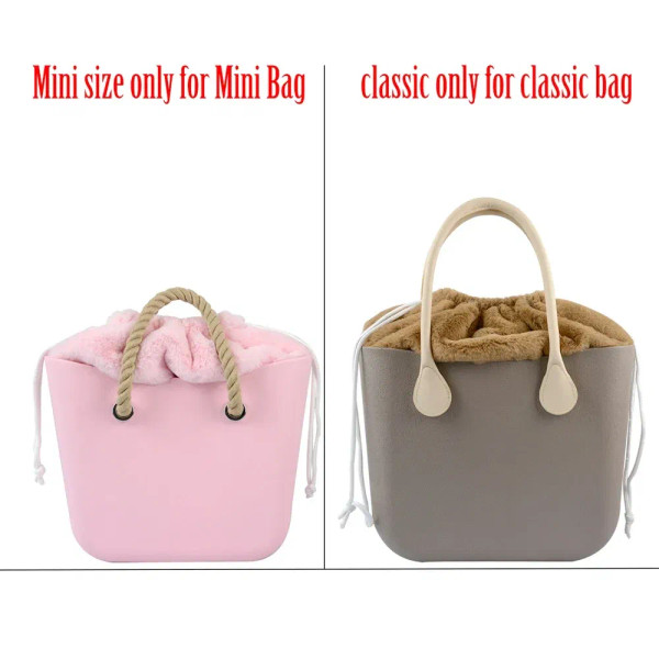 Color: Gold - 2025 Winter O Bag Large Capacity Classic Mini Plush Fur Furry Organizer Top Drawstrin F640-12000039445396124
