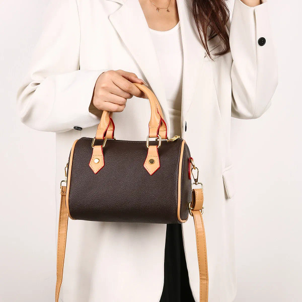 Color: black - Vintage Brown PU Leather Boston Bag Women's Lightweight Small Crossbody Bag Luxury D F640-12000051016176088