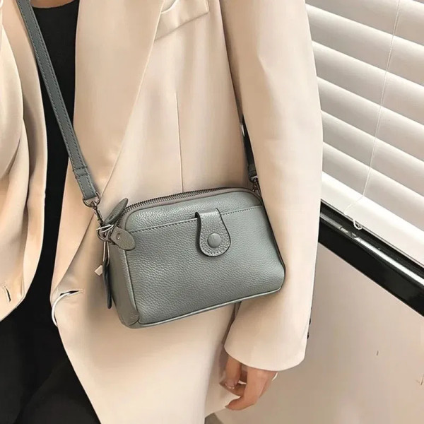 Color: Blue - Women Genuine Leather Shoulder Bag New Casual Female  Small Crossbody Bags For Women  F640-12000035580156559