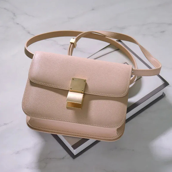 Color: WHITE, Size: M - Factory Genuine Leather Ladies Tofu Bag Luxury Design Handbag Purse Small S F640-12000033444466338