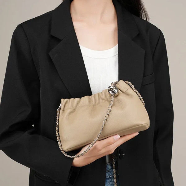 Genuine leather cloud bag Shoulder Bag Handbag Women's Crossbody Bags Cowhide Underarm Small chain  F640-3256805717936667