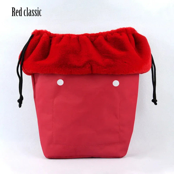 Color: GRAY - 2025 Winter O Bag Large Capacity Classic Mini Plush Fur Furry Organizer Top Drawstrin F640-12000039445396125
