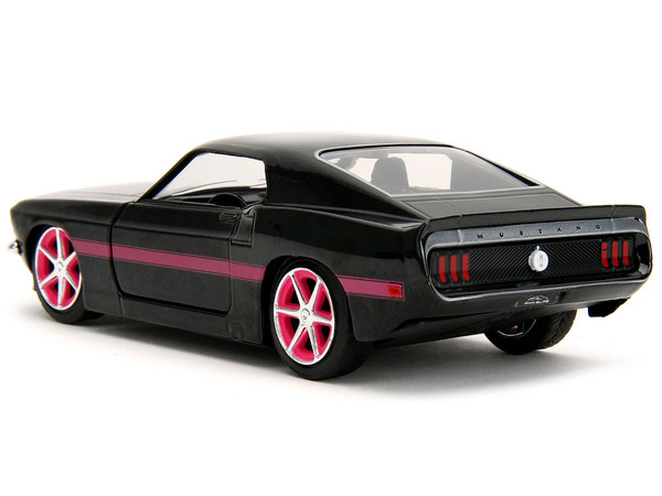1969 Ford Mustang Black Metallic with Pink Stripes and Wheels "Pink Slips" Series 1/32 Diecast Mode F977-34853