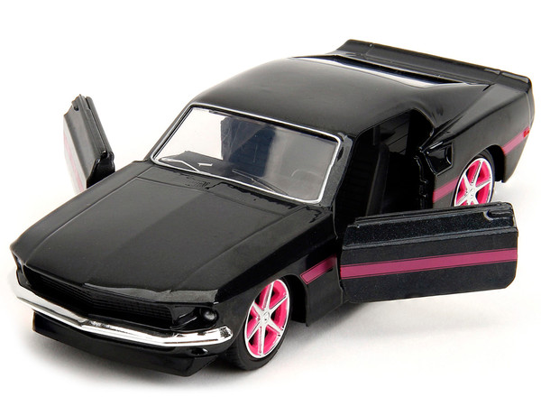 1969 Ford Mustang Black Metallic with Pink Stripes and Wheels "Pink Slips" Series 1/32 Diecast Mode F977-34853