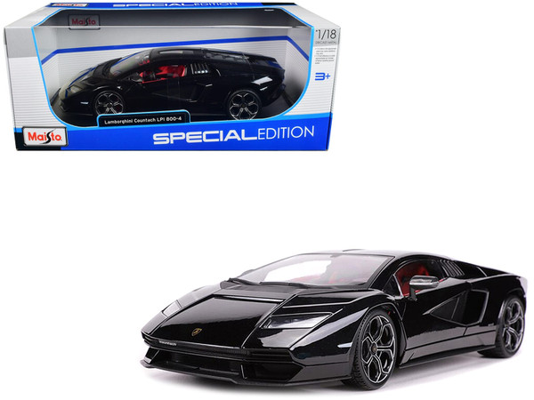 Lamborghini Countach LPI 800-4 Black with Red Interior "Special Edition" 1/18 Diecast Model Car by  F977-31459BK