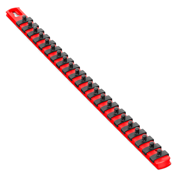 Ernst Mfg. 18” Socket Organizer and 22 Twist Lock Clips - Red - 1/4” T398-ERN8400