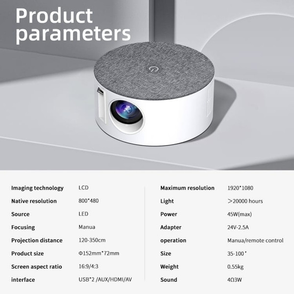 T2 800x480 1000 Lumens LED HD Mini Projector, Specification:US Plug A146-EDA004243202