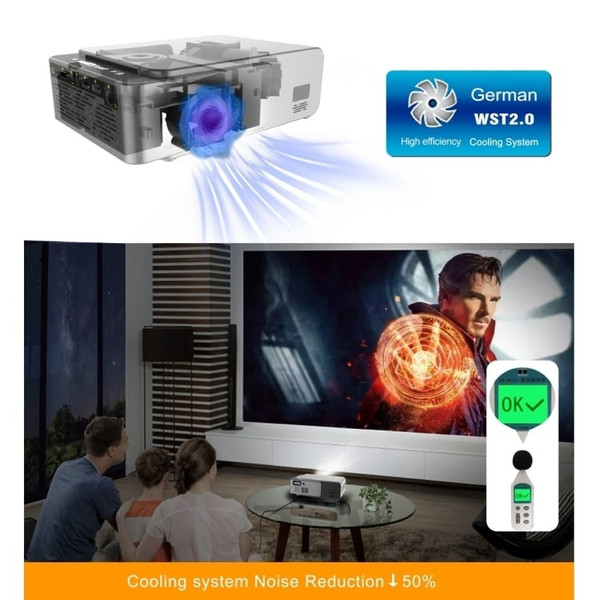 T6 2000ANSI Lumens Mini Theater Projector, Android 7.1 RK3128 Quad Core, 1GB+8GB, AU Plug(Silver) A146-DMP0156S