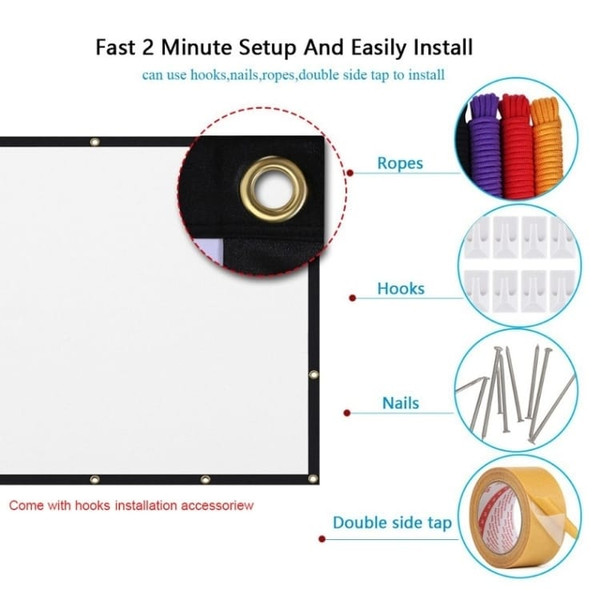 Simple Folding Thin Polyester Projector Film Curtain, Size:84 inch (16:9) Projection Area: 186x105cm A146-EDA00943905