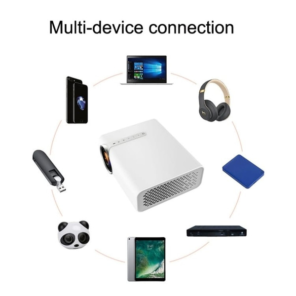 YG530 LED Small 1080P Wireless Screen Mirroring Projector, Power Plug:US Plug(White) A146-EDA002743301B