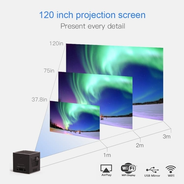 C80 DLP portable HD Projector 120-inch Giant Screen Projector Blu-ray 4K, Android 7.1.2, 2GB + 16GB A146-SYA00010302