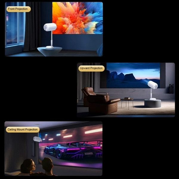 TS-6 Android 11 WiFi6 4K Mini Projector Hidden Lift Gimbal Projector US Plug(White) A146-TBD0605305601A