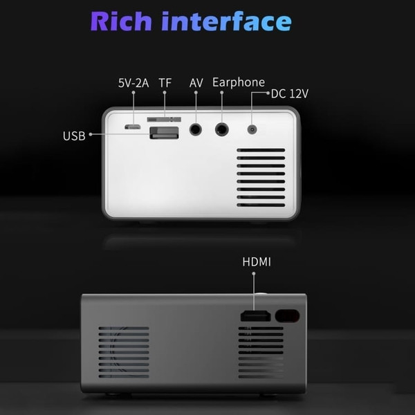 T300 25ANSI LED Portable Home Multimedia Game Projector, US Plug(Black) A146-EDA00796601A