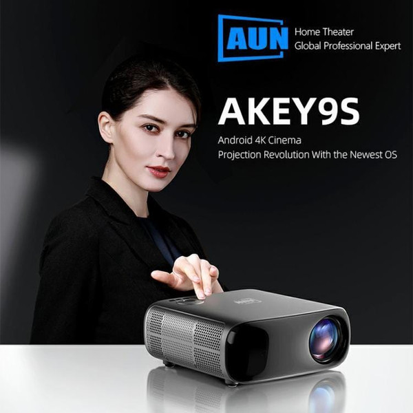 AUN AKEY9S 1080P 1000ANSI Autofocus WIFI Display Smart Projector, US Plug(Black) A146-EDA007916301A