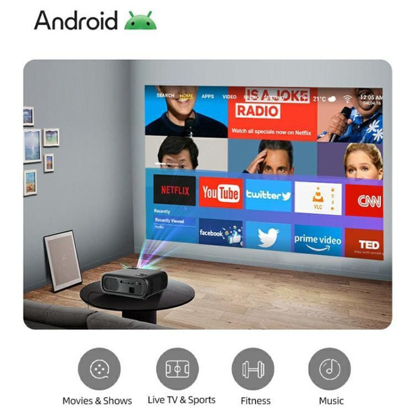AUN AKEY9S 1080P 1000ANSI Autofocus WIFI Display Smart Projector, US Plug(Black) A146-EDA007916301A