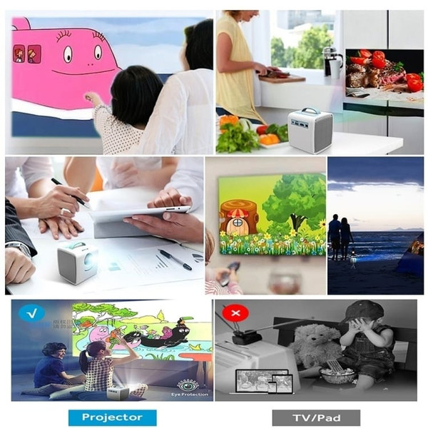 W-S1 10W Children Video Projector 30 Lumens HD 1080P LCD Technology, Support AV / USB / Mini SD Car A146-DMP0044L