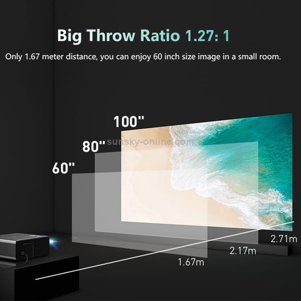 RD825 1280x720 2200LM Mini LED Projector Home Theater, Support HDMI & AV & VGA & USB, Mobile Phone  A146-DMP7421S