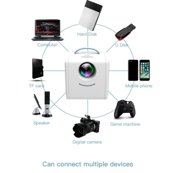 Q2 LED 1080P Mini Portable Projector Children Projector, Plug Type:AU Plug(Blue White) A146-EDA00944204B