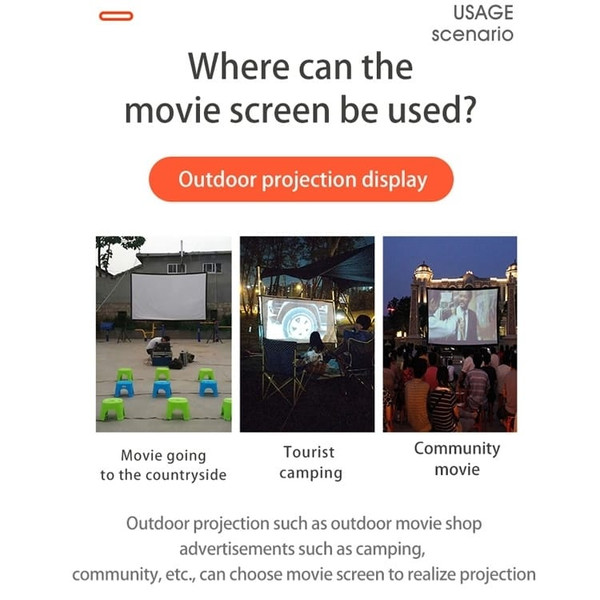 Simple Folding High Density Polyester Projector Film Curtain, Size:60 inch (4:3) Projection Area: 1 A146-EDA00942401