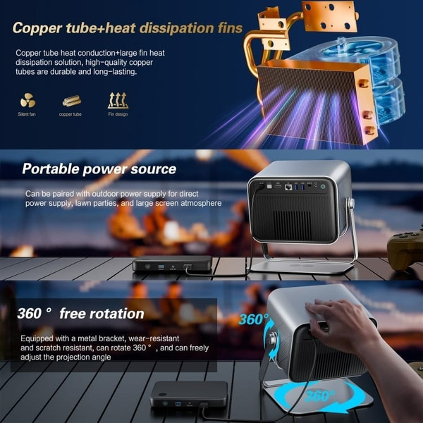 TOUMEI X6 4K HD Home Theater Office Teaching Microphone Karaoke Projector GTV Google Systems(US Plu A146-TBD0605239501A