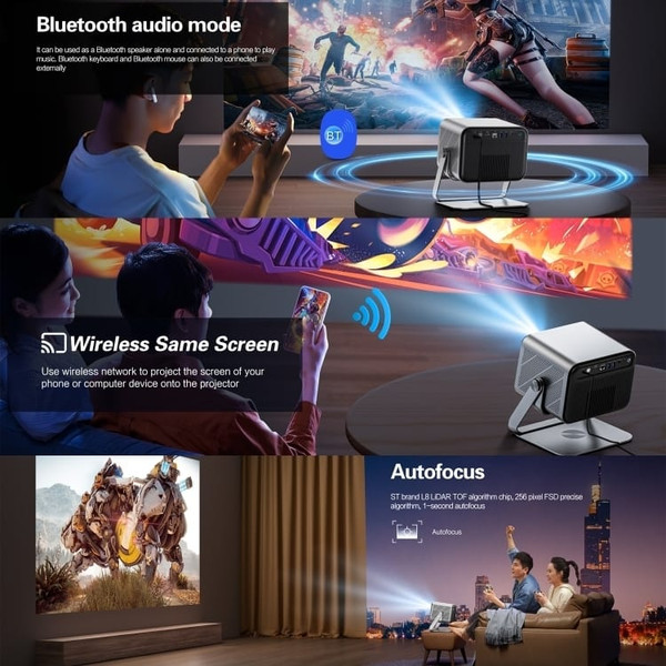 TOUMEI X6 4K HD Home Theater Office Teaching Microphone Karaoke Projector GTV Google Systems(US Plu A146-TBD0605239501A