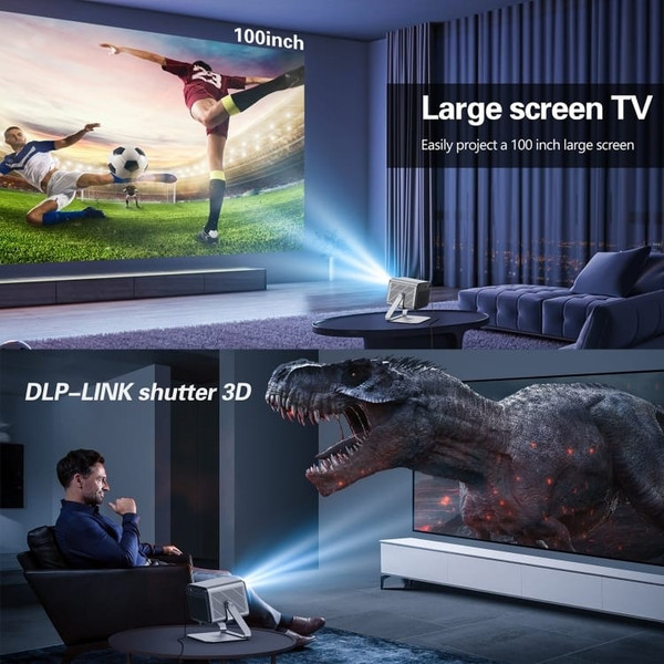 TOUMEI X6 4K HD Home Theater Office Teaching Microphone Karaoke Projector GTV Google Systems(US Plu A146-TBD0605239501A