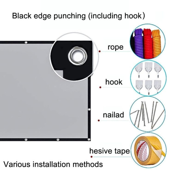 Folding Metal Anti-Light HD Projection Curtain, Size: 130 inch 16:9 290x160cm Punch Black Border A146-TBD0602370022